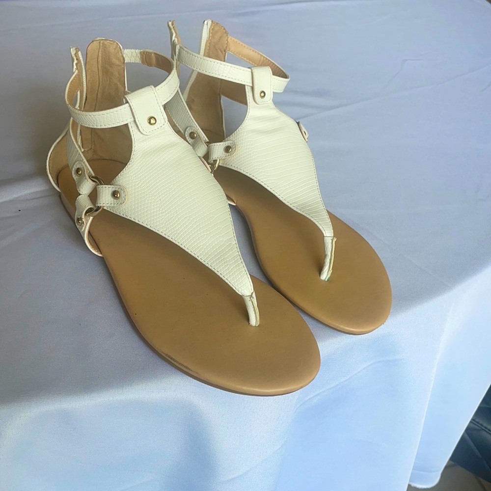 Apt. 9 White and Gold Open-Toe Sandal
